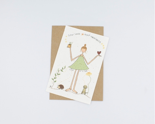Plantable postcard - sow love, reap happiness