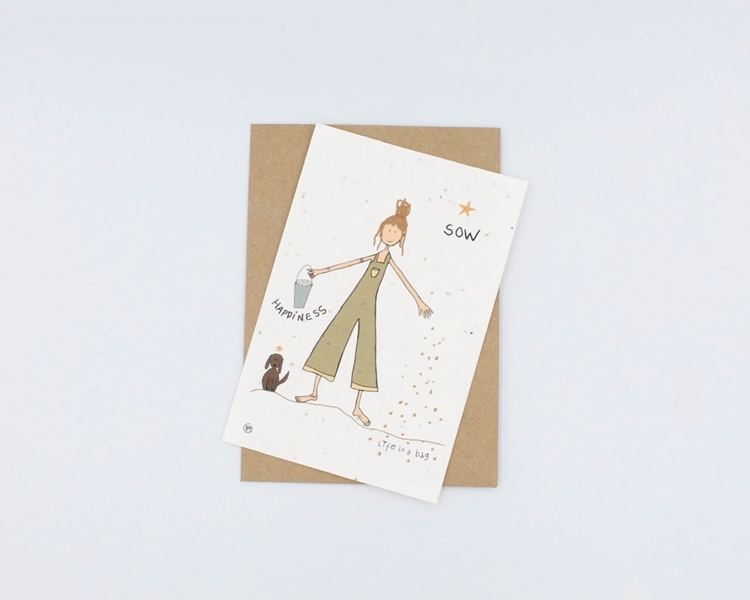 Plantable postcard - sow happiness